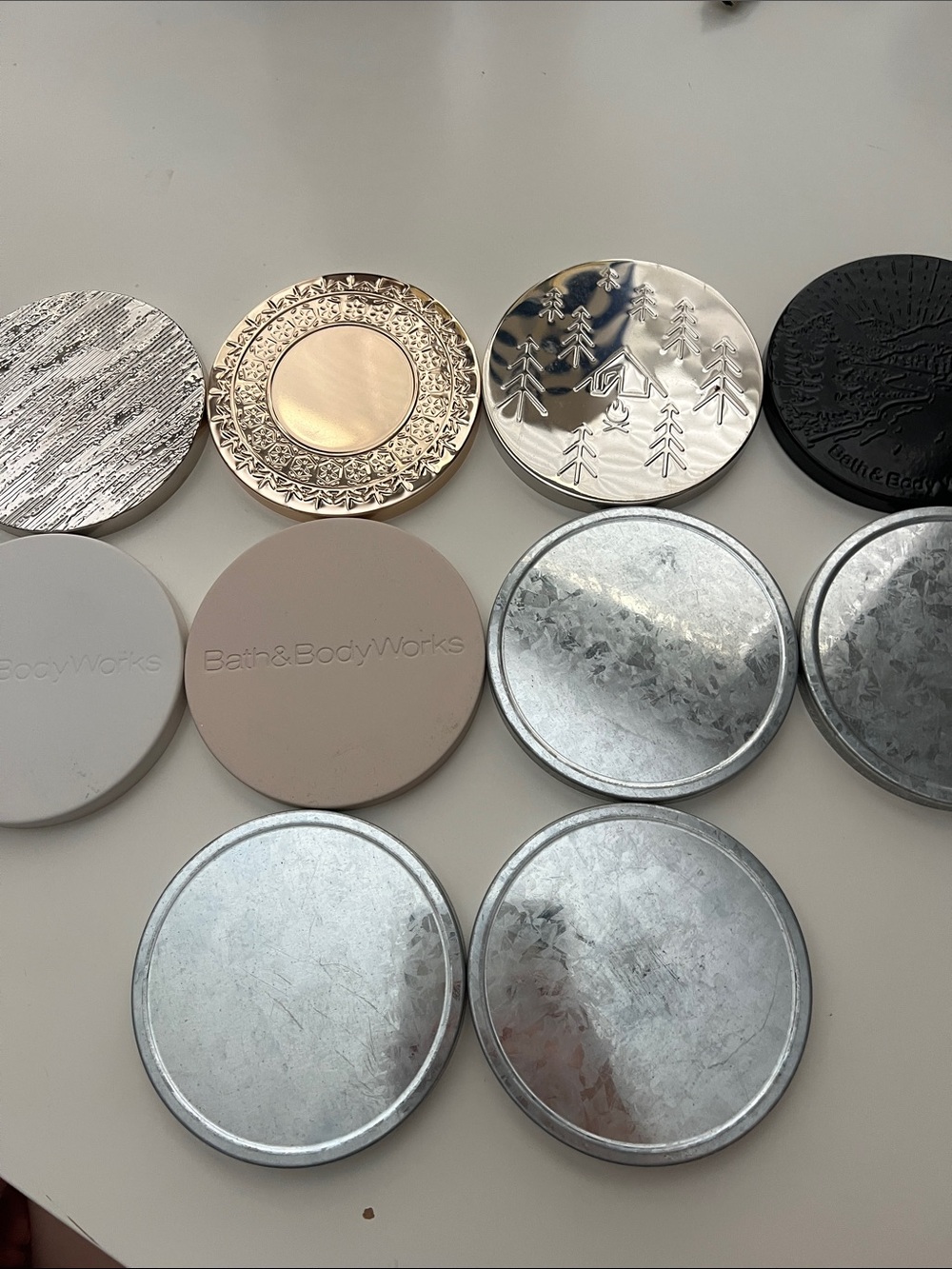 Bath & Body Works Metallic and Neutral Decorative Wall Candle Lids - Set of 10